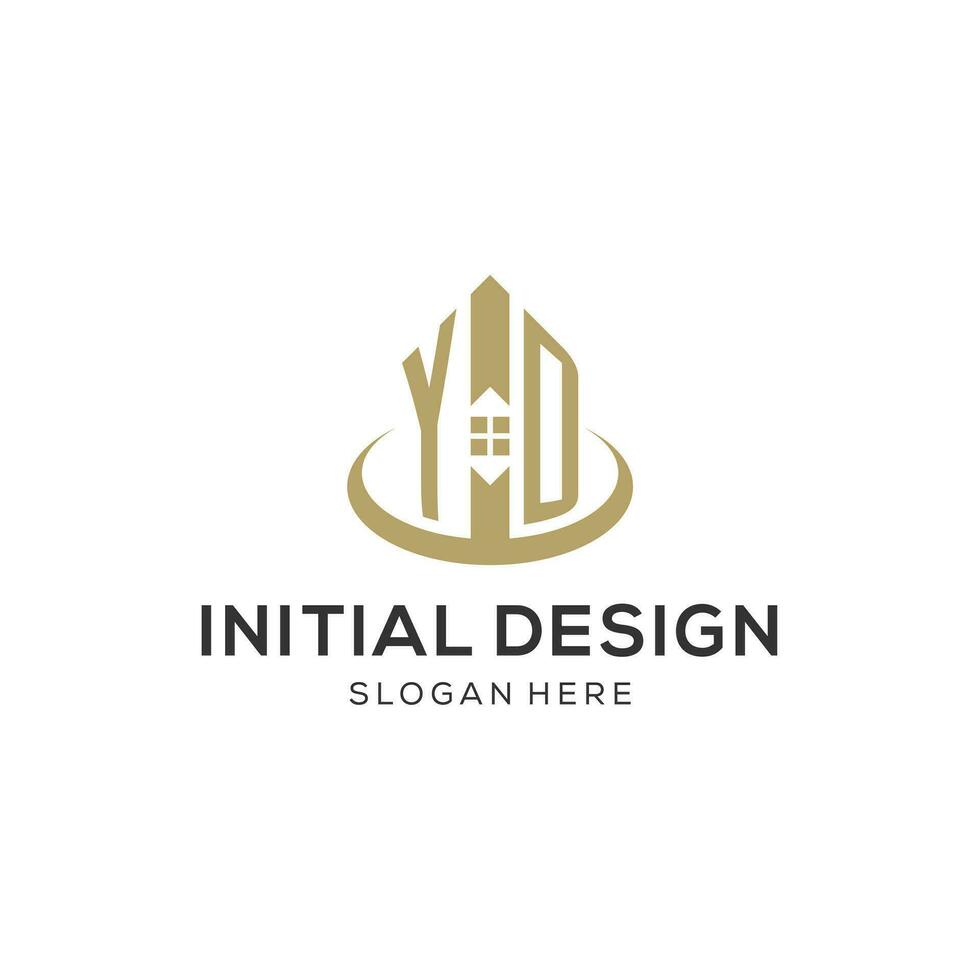eerste yd logo met creatief huis icoon, modern en professioneel echt landgoed logo ontwerp vector