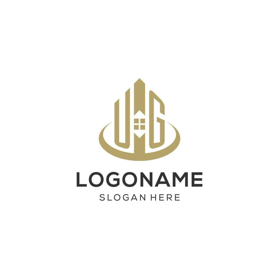 eerste ug logo met creatief huis icoon, modern en professioneel echt landgoed logo ontwerp vector