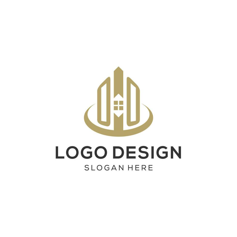 eerste ooo logo met creatief huis icoon, modern en professioneel echt landgoed logo ontwerp vector