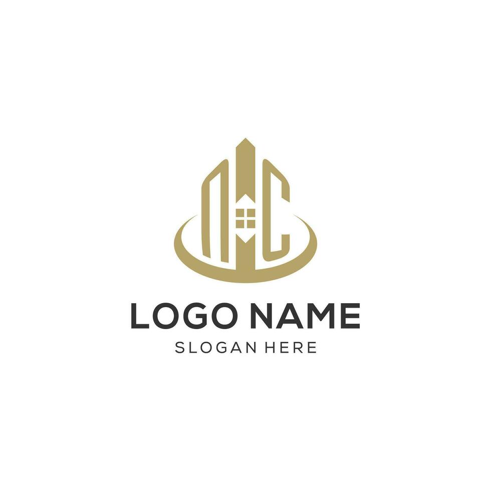 eerste nc logo met creatief huis icoon, modern en professioneel echt landgoed logo ontwerp vector