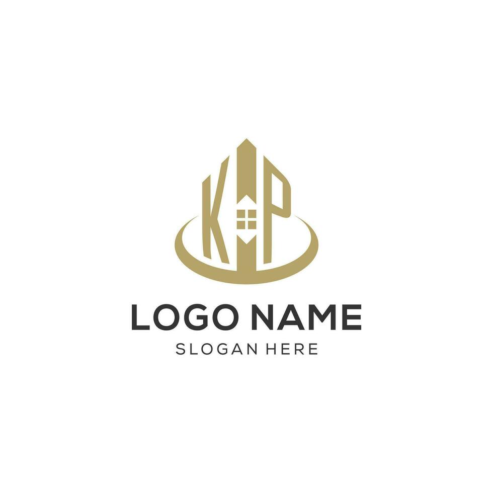 eerste kp logo met creatief huis icoon, modern en professioneel echt landgoed logo ontwerp vector