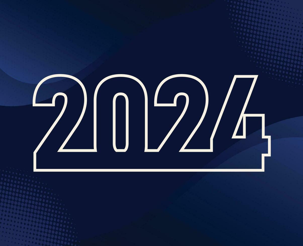2024 gelukkig nieuw jaar vakantie abstract wit grafisch ontwerp vector logo symbool illustratie met blauw achtergrond