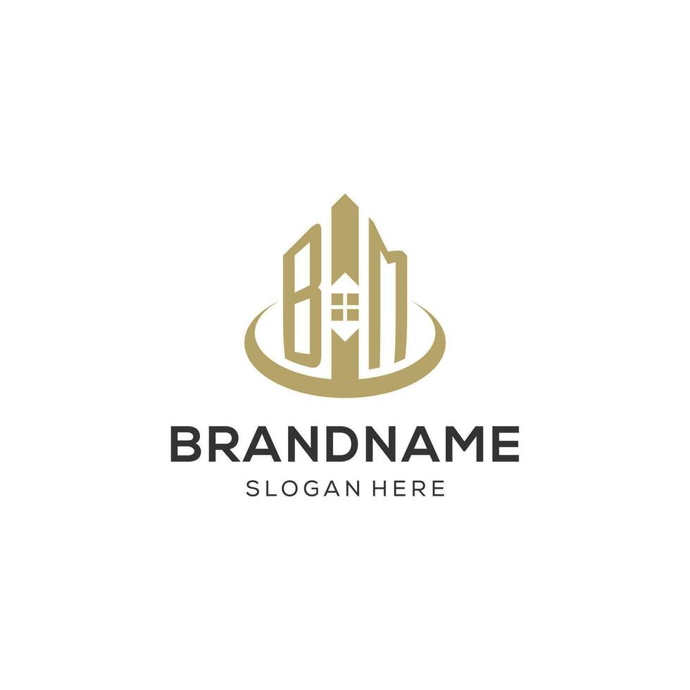 eerste bm logo met creatief huis icoon, modern en professioneel echt landgoed logo ontwerp vector