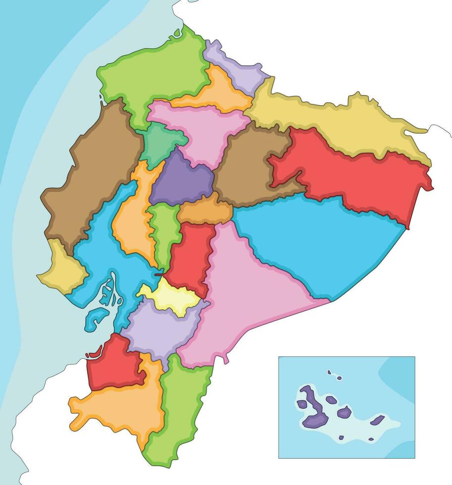 vector geïllustreerd blanco kaart van Ecuador met provincies en administratief divisies, en naburig landen. bewerkbare en duidelijk gelabeld lagen.