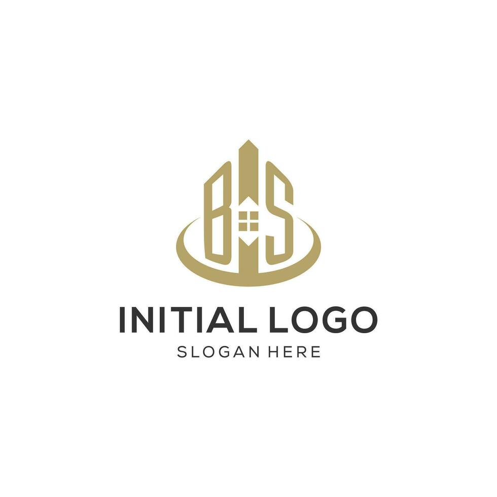 eerste bs logo met creatief huis icoon, modern en professioneel echt landgoed logo ontwerp vector