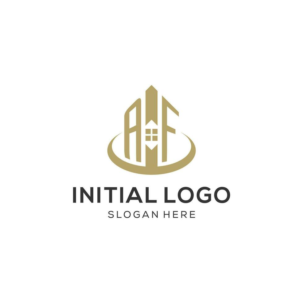 eerste af logo met creatief huis icoon, modern en professioneel echt landgoed logo ontwerp vector