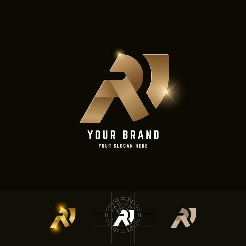 brief rn of ri monogram logo met rooster methode ontwerp vector