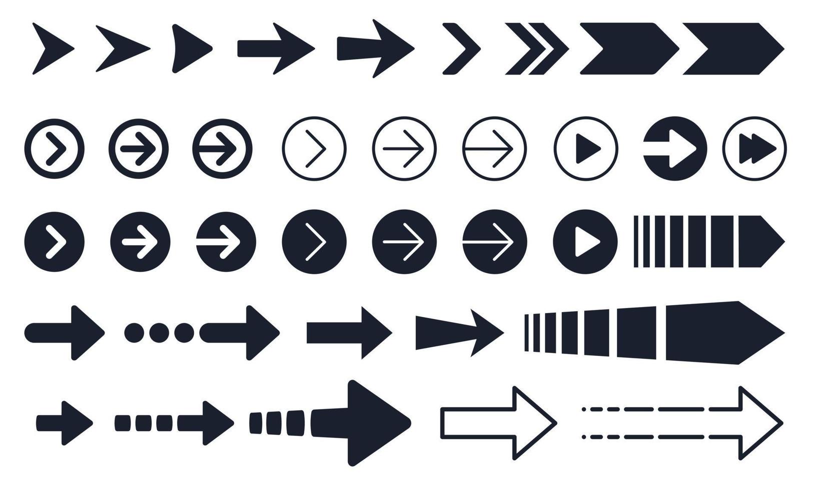 pijl element pictogramserie. verschillende pijlen vorm voor infographic. vector