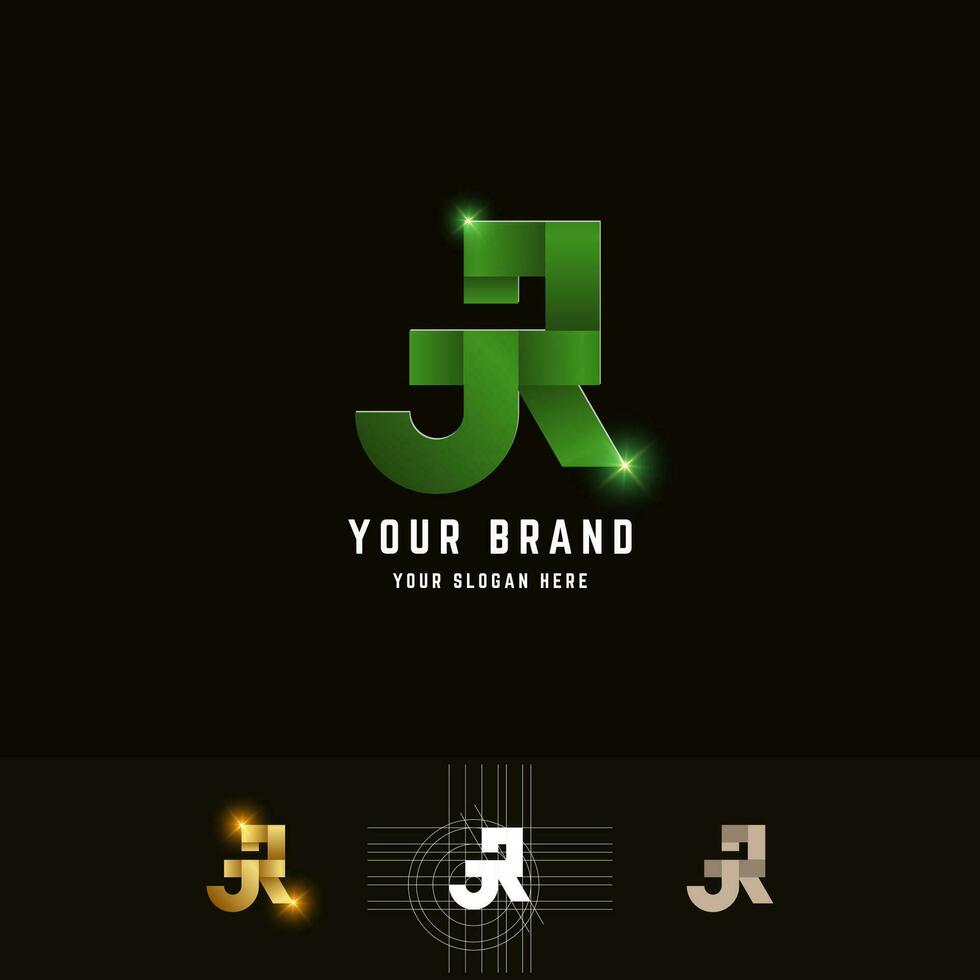 brief jr of jq monogram logo met rooster methode ontwerp vector
