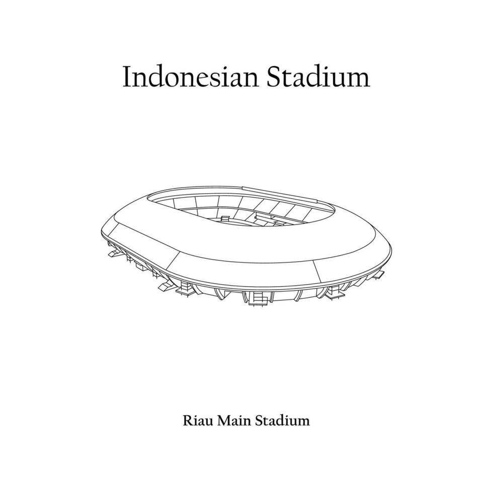 grafisch ontwerp van de riau hoofd stadion, pekanbaru stad, psps riau huis team. Internationale Amerikaans voetbal stadion in Indonesisch. vector