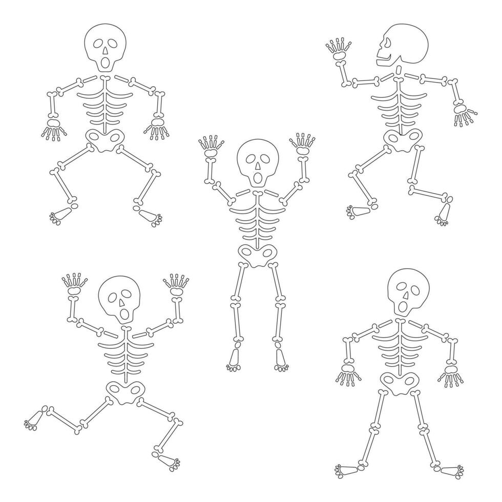 halloween zwart schets skelet vector silhouetten