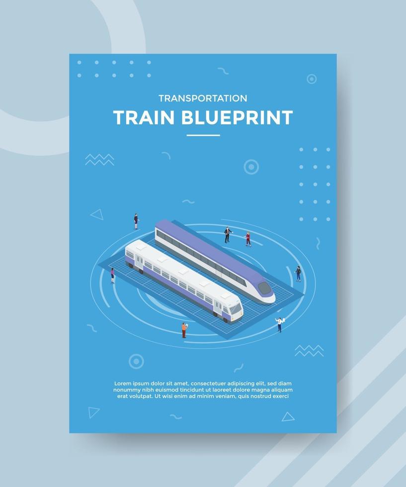 train blauwdrukconcept voor sjabloonbanner en flyer vector