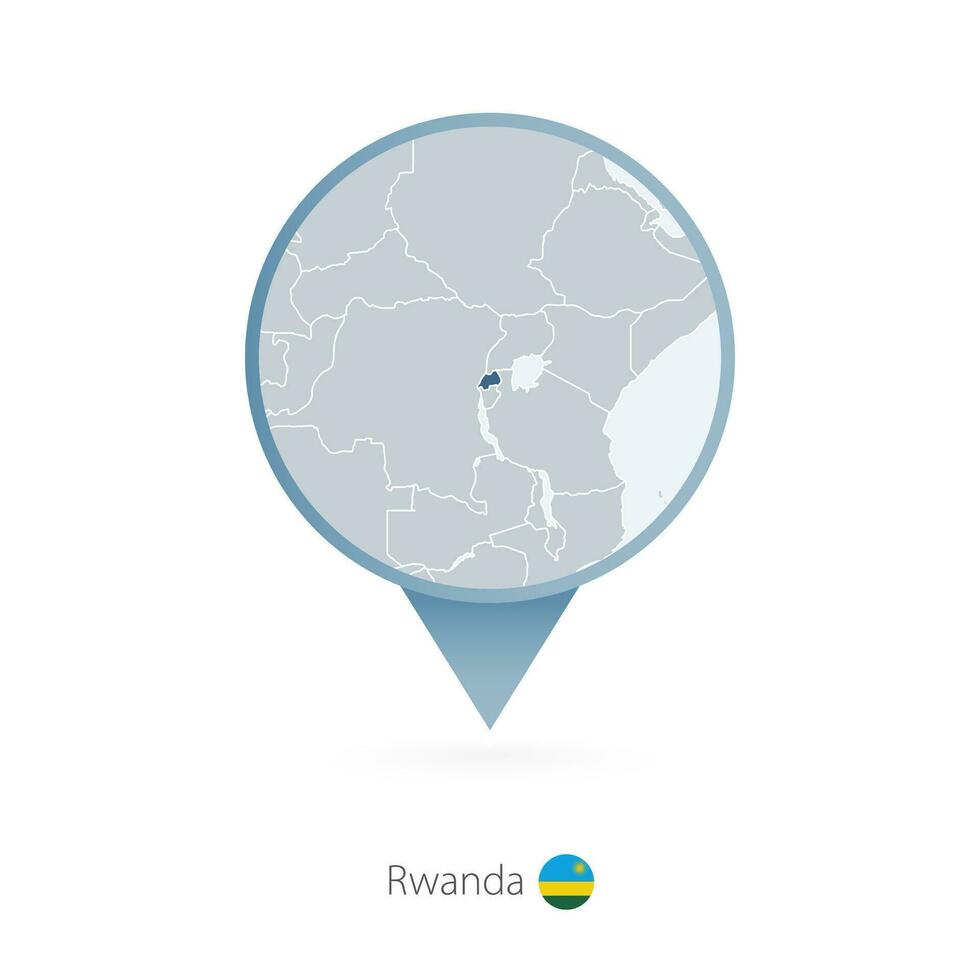 kaart pin met gedetailleerd kaart van rwanda en naburig landen. vector