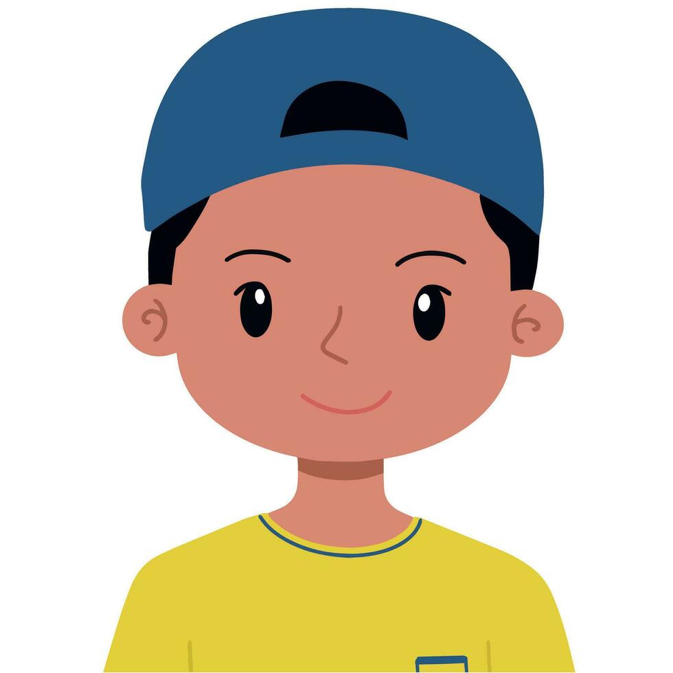 schattig jongen met blauw hoed vector illustratie