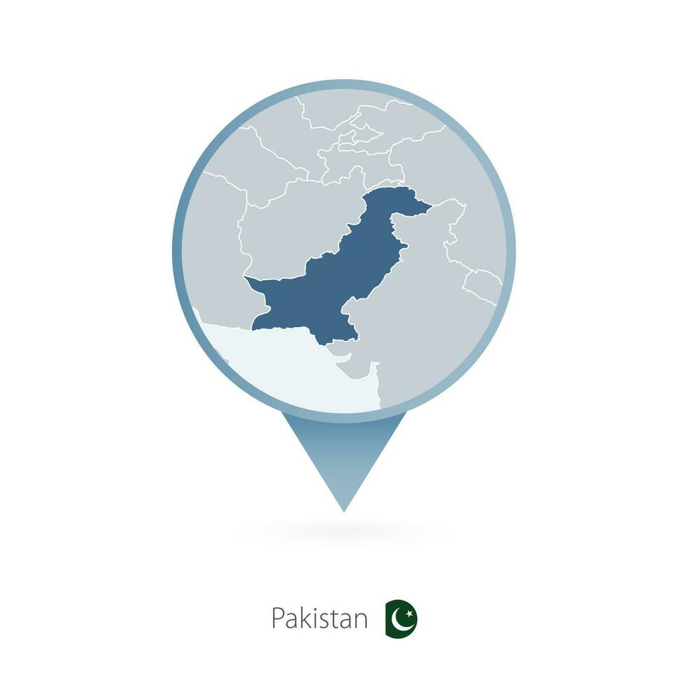 kaart pin met gedetailleerd kaart van Pakistan en naburig landen. vector