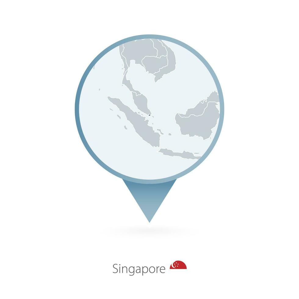 kaart pin met gedetailleerd kaart van Singapore en naburig landen. vector