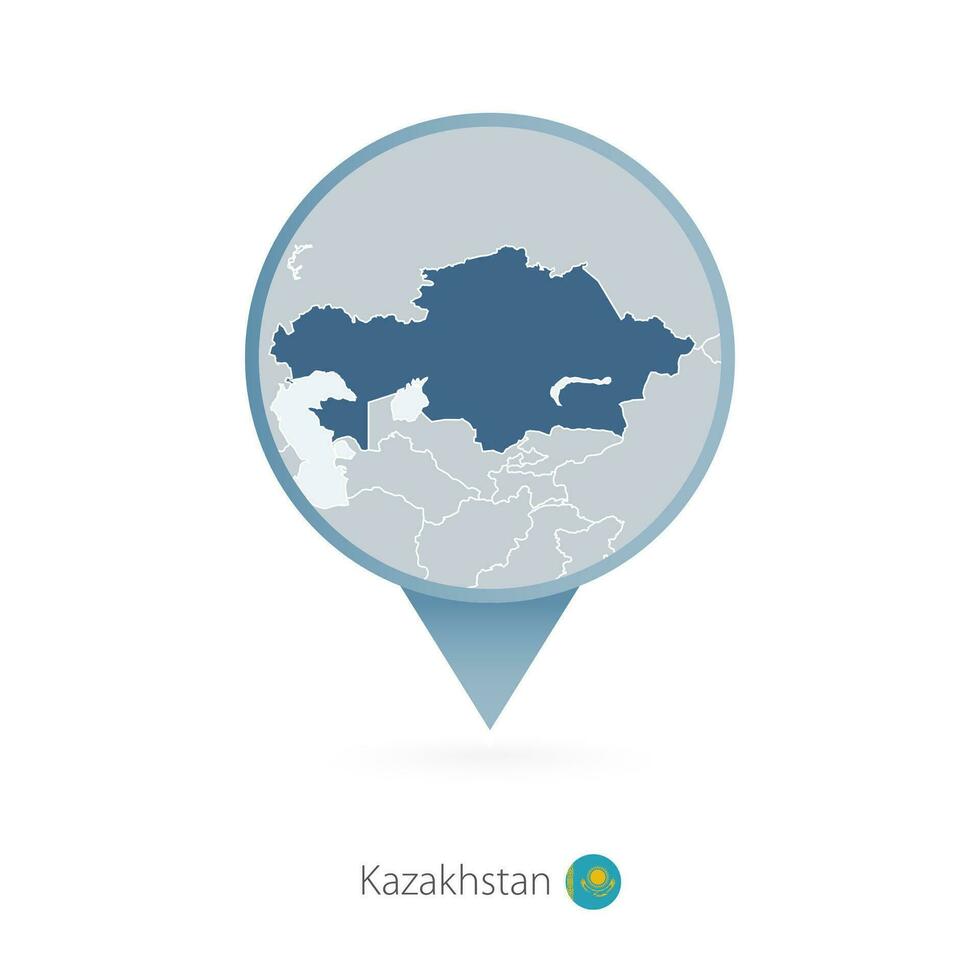 kaart pin met gedetailleerd kaart van Kazachstan en naburig landen. vector