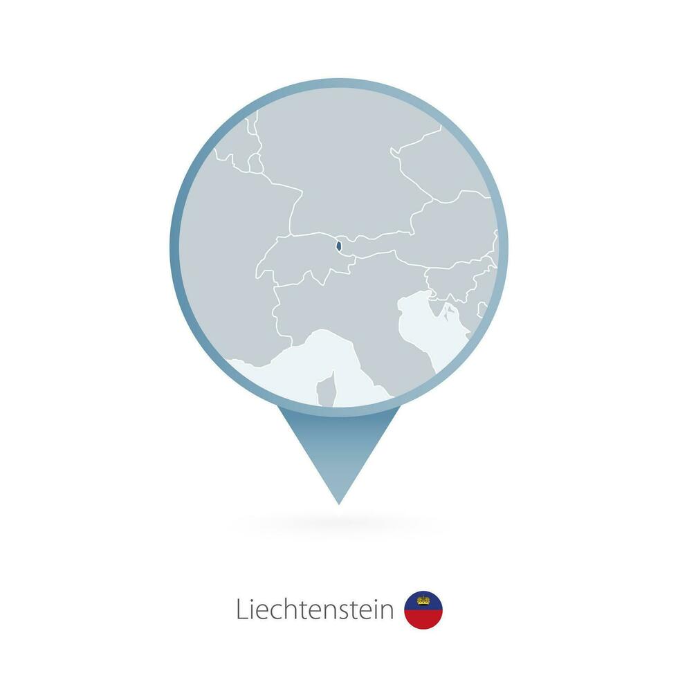 kaart pin met gedetailleerd kaart van Liechtenstein en naburig landen. vector