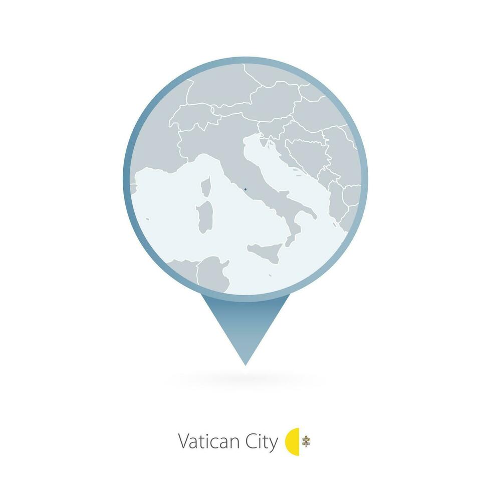 kaart pin met gedetailleerd kaart van Vaticaan stad en naburig landen. vector