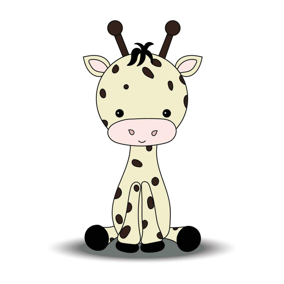 giraffe. lijn tekening van een giraffe. kind zittend positie. schattigheid. polka stippen. tekenfilm afbeeldingen. speelgoed. poppen, kleur boeken. vector