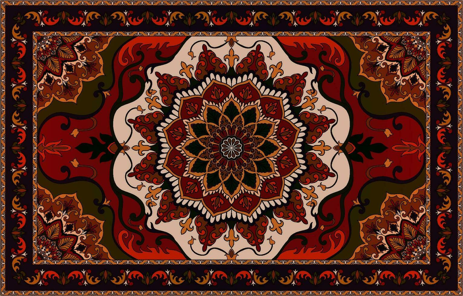 Perzisch tapijt, mandala stijl, zacht licht kleur vector
