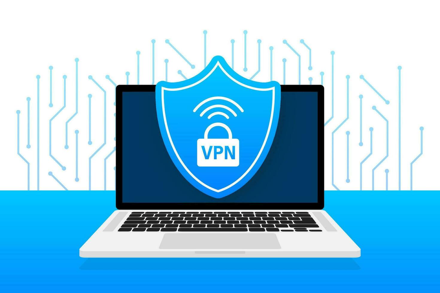 vpn vlak blauw beveiligen etiket Aan wit achtergrond. vector illustratie.