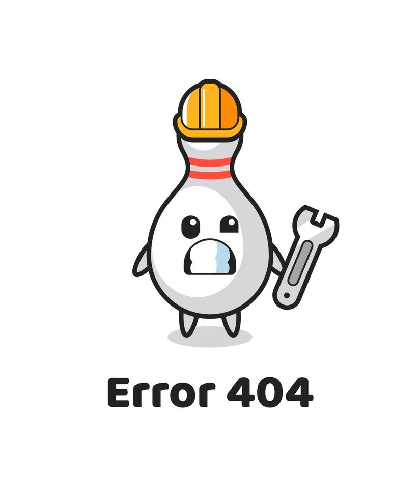 error 404 met de schattige bowlingpin-mascotte vector