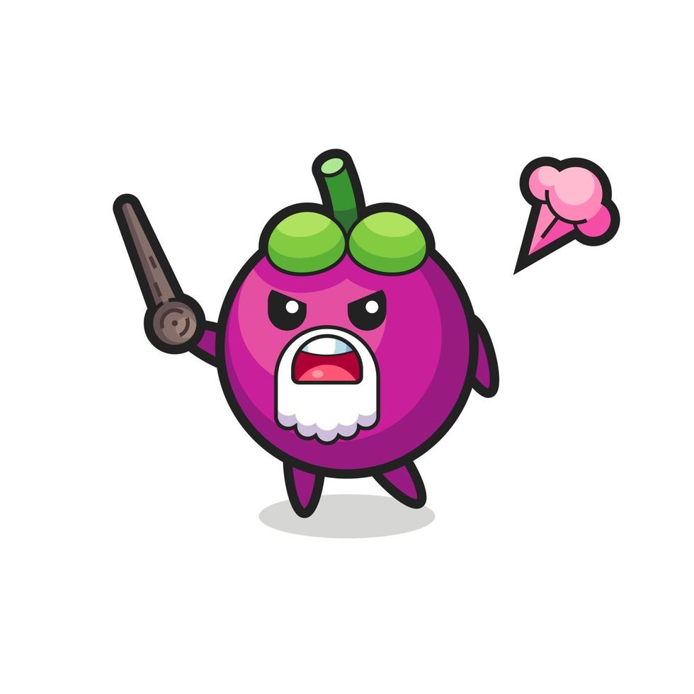 schattige mangosteen opa wordt boos vector