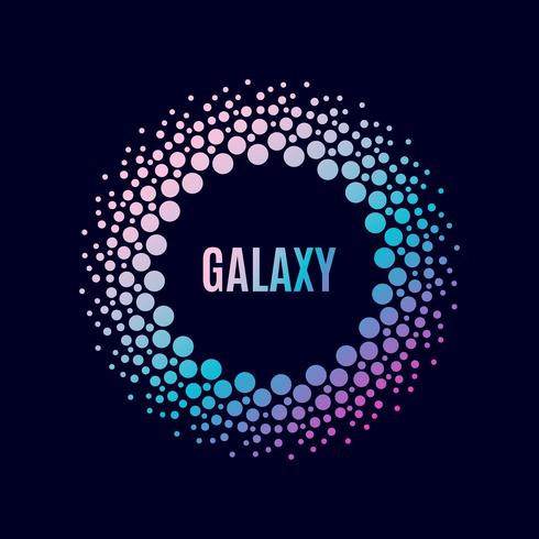 Poster Galaxy. Halfton cirkelframe vector