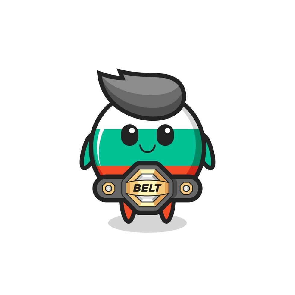 de mma fighter bulgarije vlag badge mascotte met een riem vector