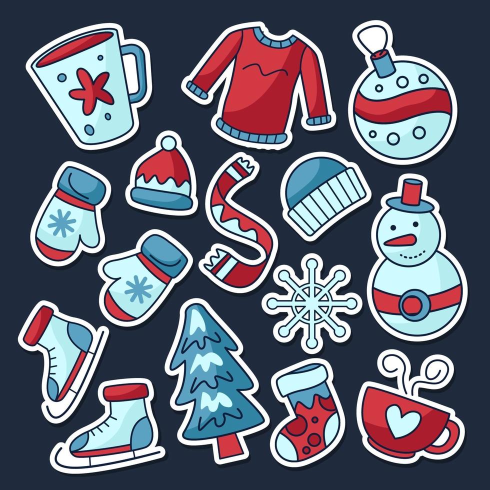 stickerset winterfeest vector