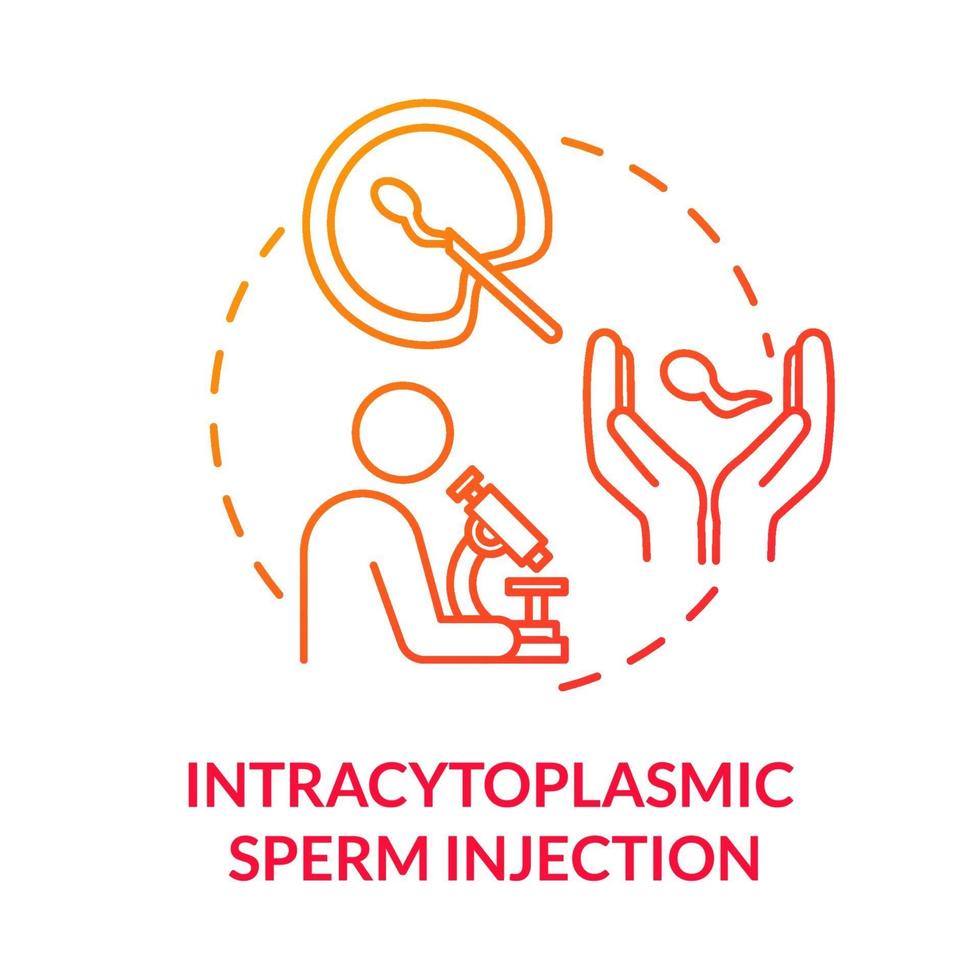 intracytoplasmatische sperma-injectie rood concept icoon vector