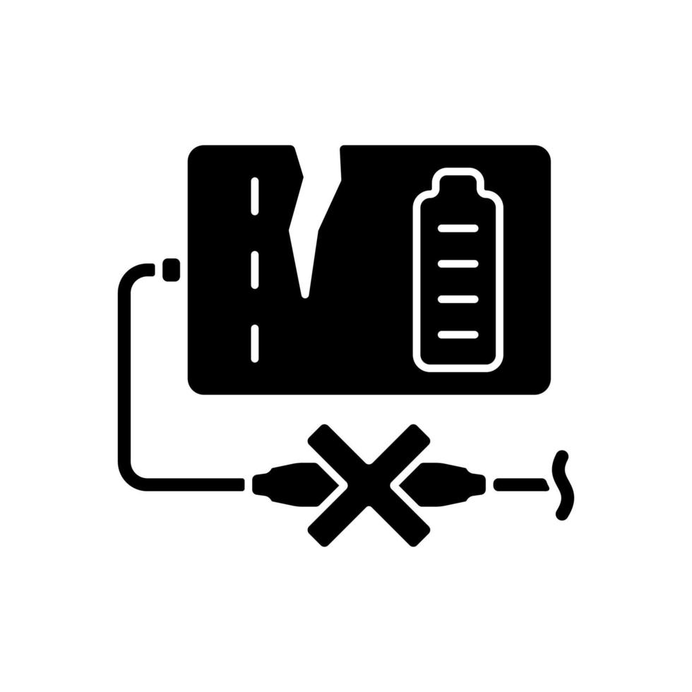 gebruik geen powerbank als het zwarte glyph handmatig labelpictogram is beschadigd vector