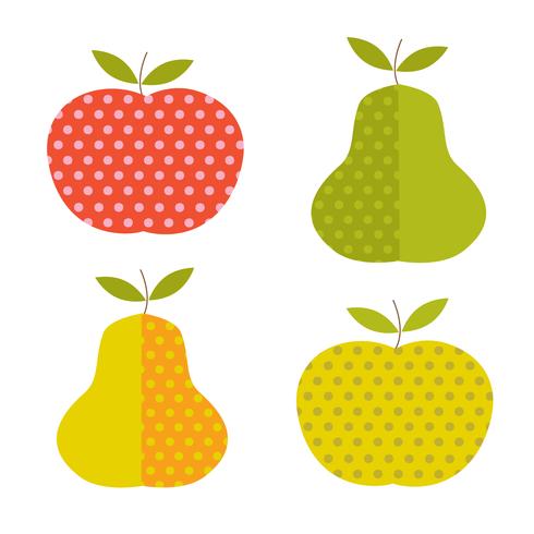 retro appels en peren met polka dot pattens vector