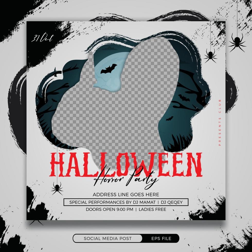 halloween horrorfeest social media post vierkante bannersjabloon vector