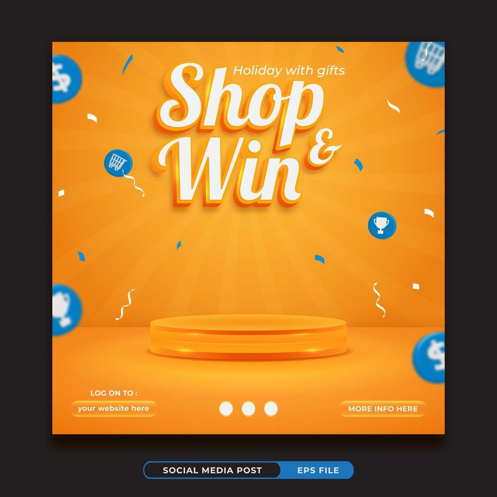 winkel en win, uitnodigingswedstrijd social media bannersjabloon vector