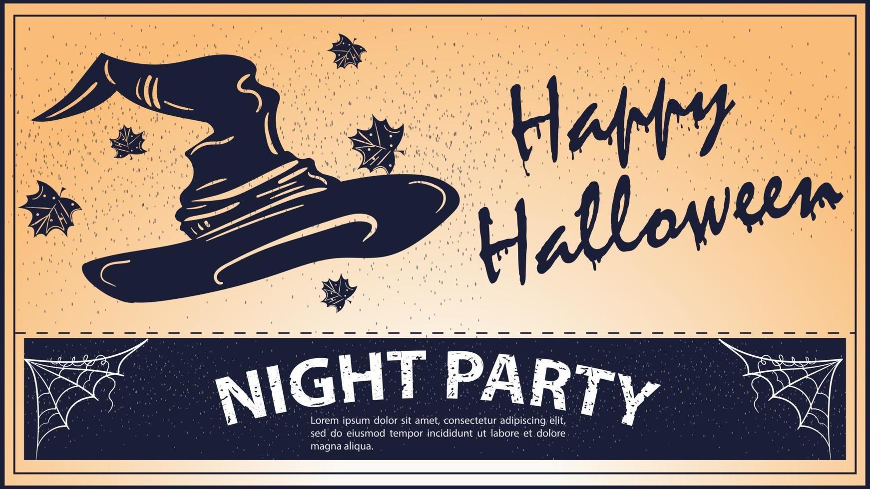 vintage uitnodiging voor het halloweenfeest heksenhoed vector