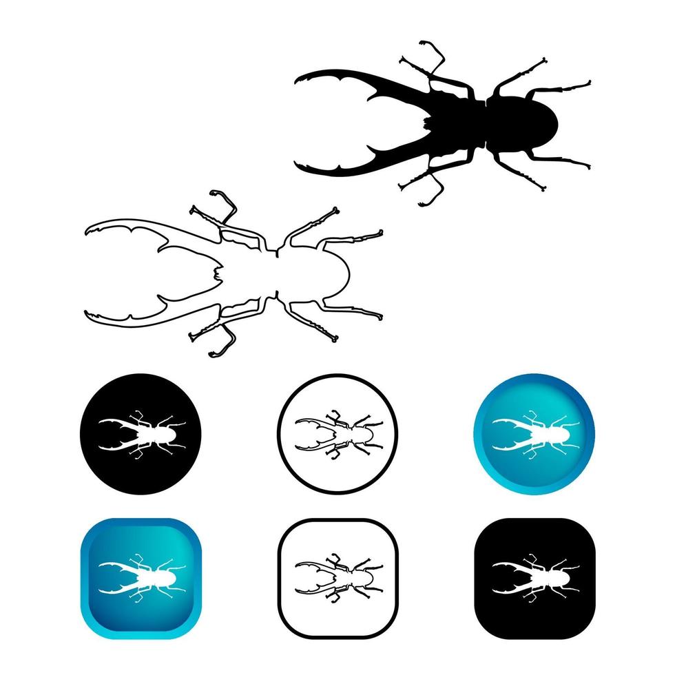 abstracte chalcosoma insect icon set vector