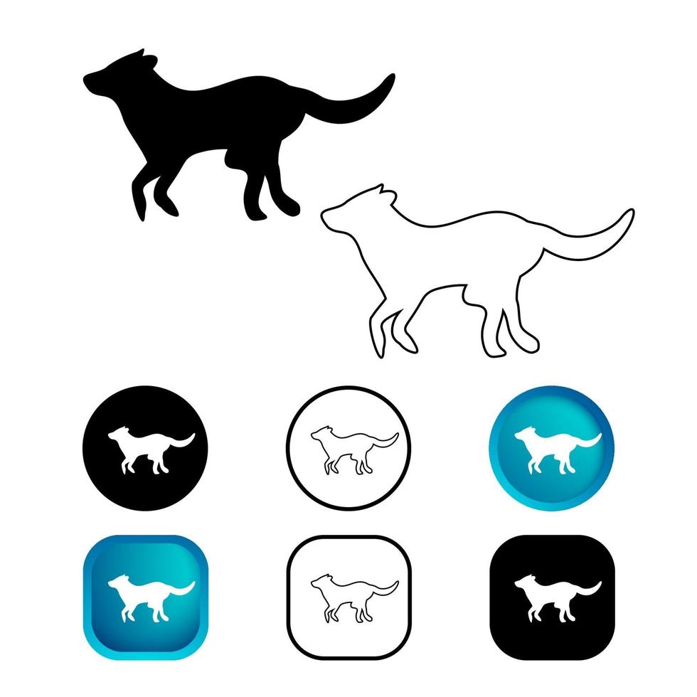 abstracte rennende hond icon set vector