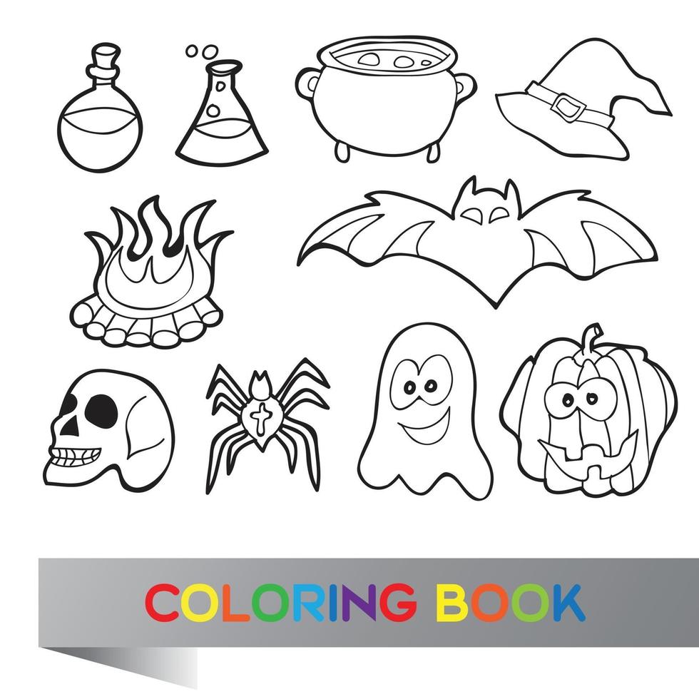 kleurboek halloween - vectorillustratie met fanny-personages vector