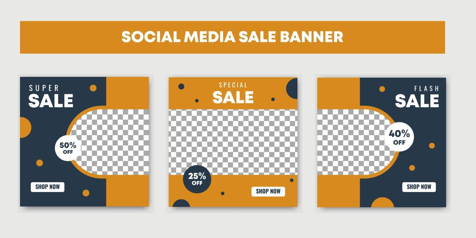 verkoop social media post ontwerpsjablonen set met fashion sale banner vector