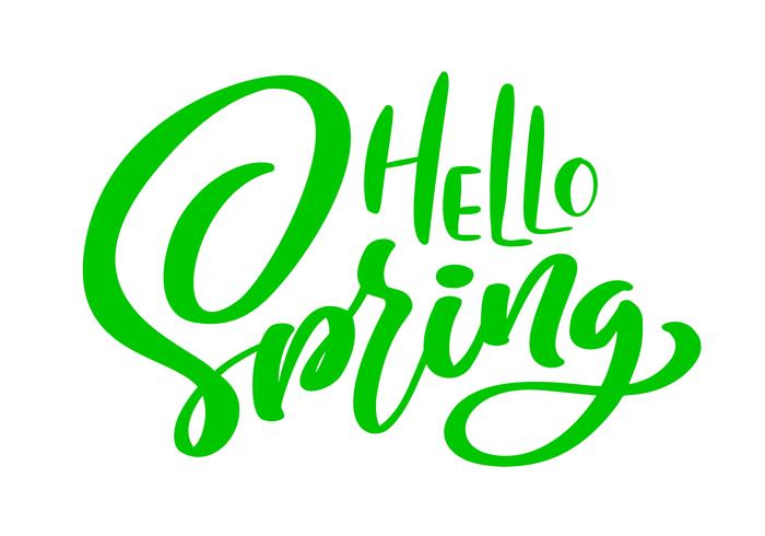 Groene kalligrafie belettering zin Hallo lente vector