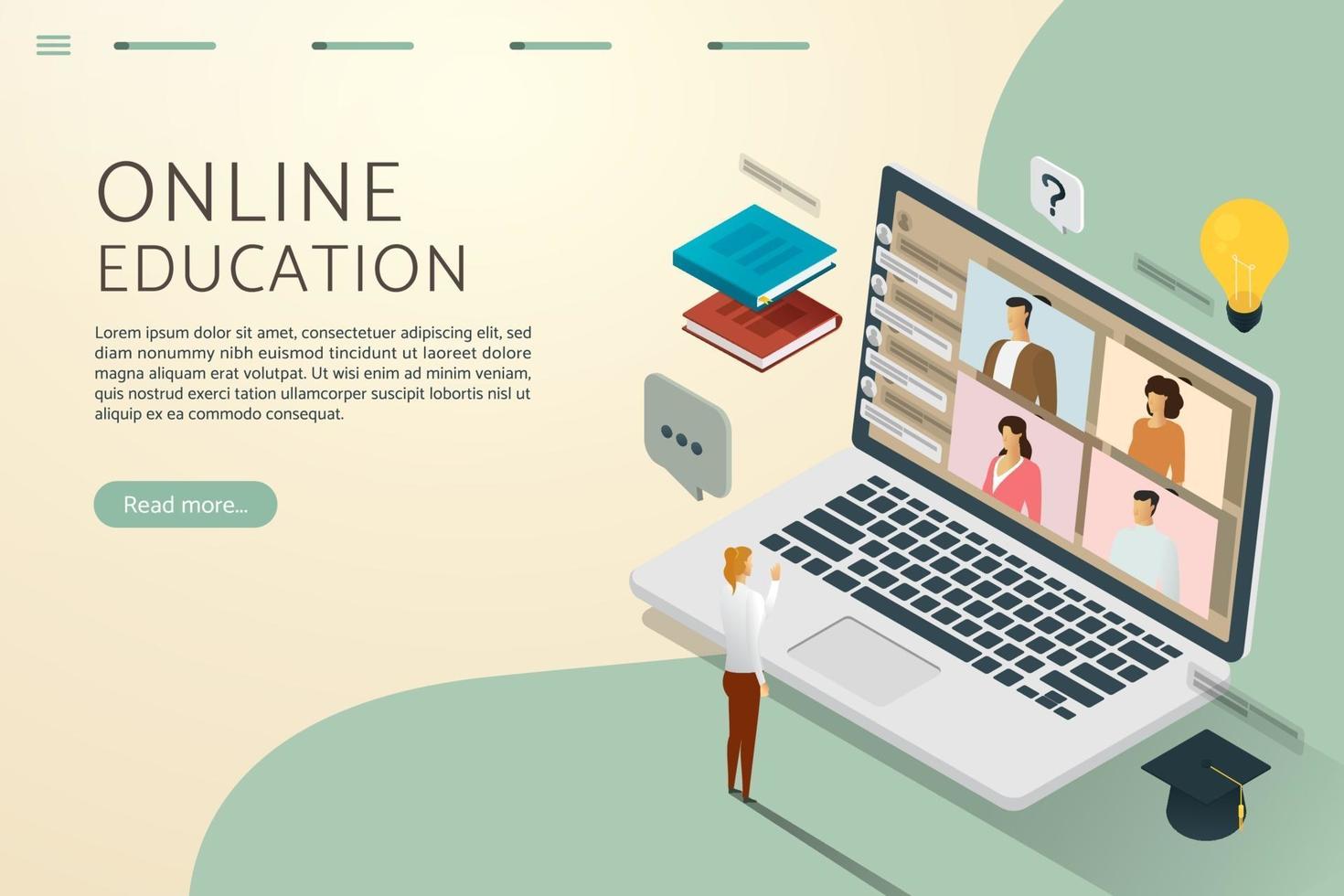 online onderwijs videogesprek. vector