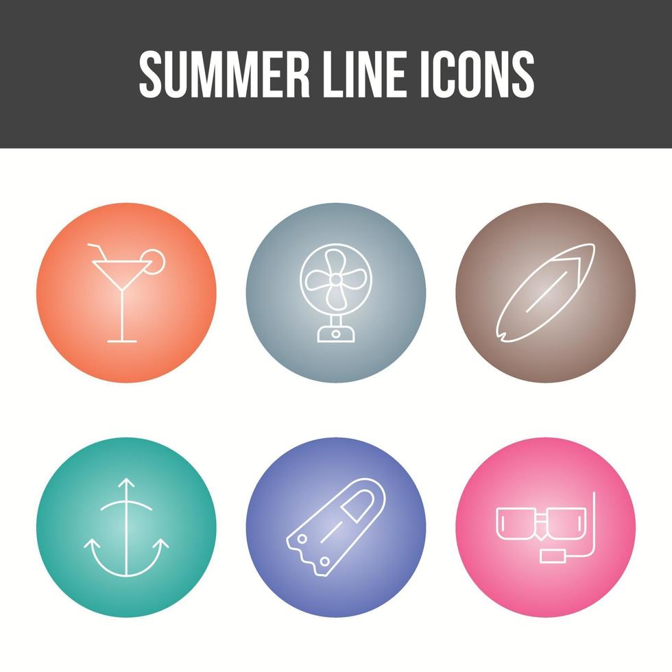 unieke zomer lijn vector icon set