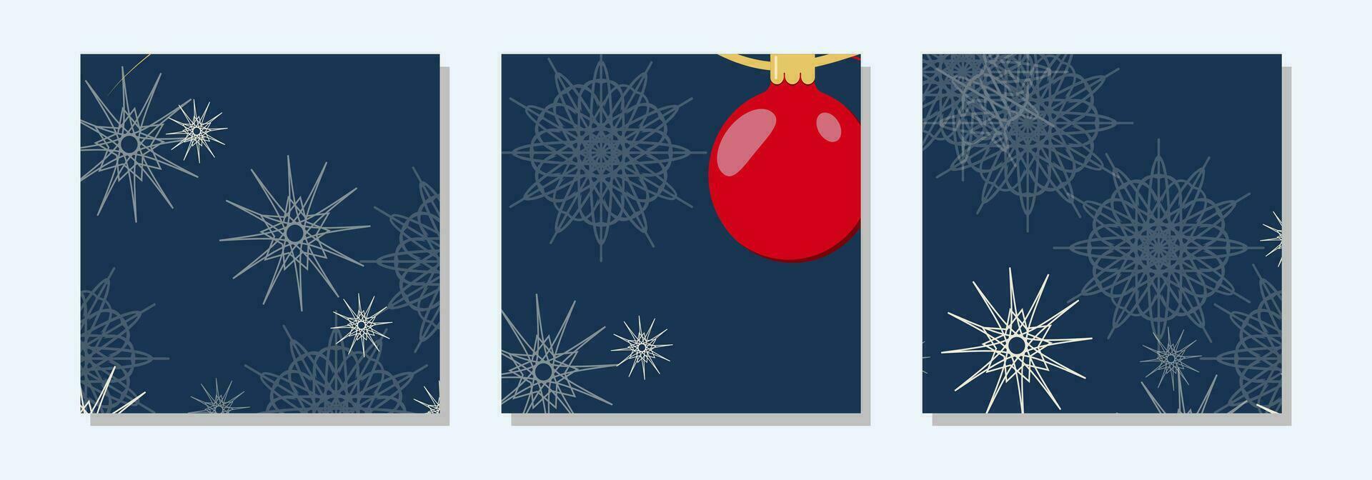 plein winter post Sjablonen voor sociaal netwerken. Kerstmis bal sneeuwvlokken Aan een donker achtergrond. Kerstmis winter thema. banier ontwerp. vector illustratie.