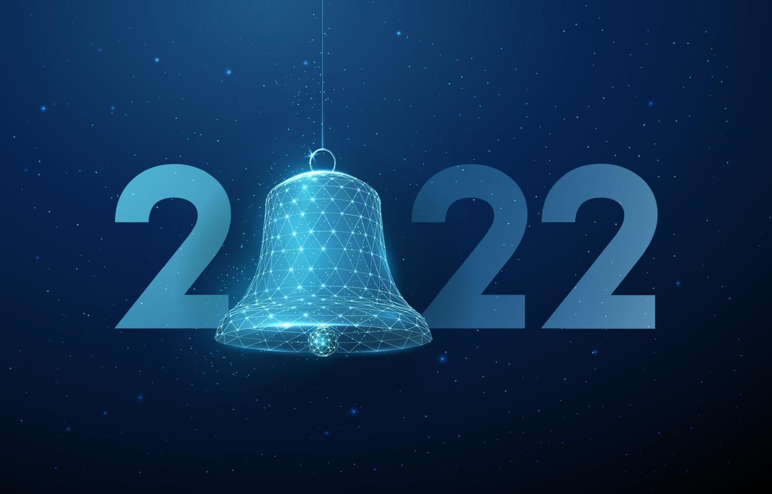 abstracte gelukkig 2022 nieuwjaarswenskaart met bel vector