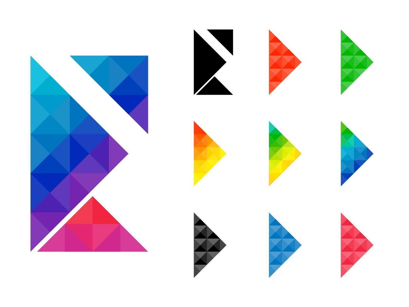 set van kleurrijke piramide- of driehoekige vorm vector