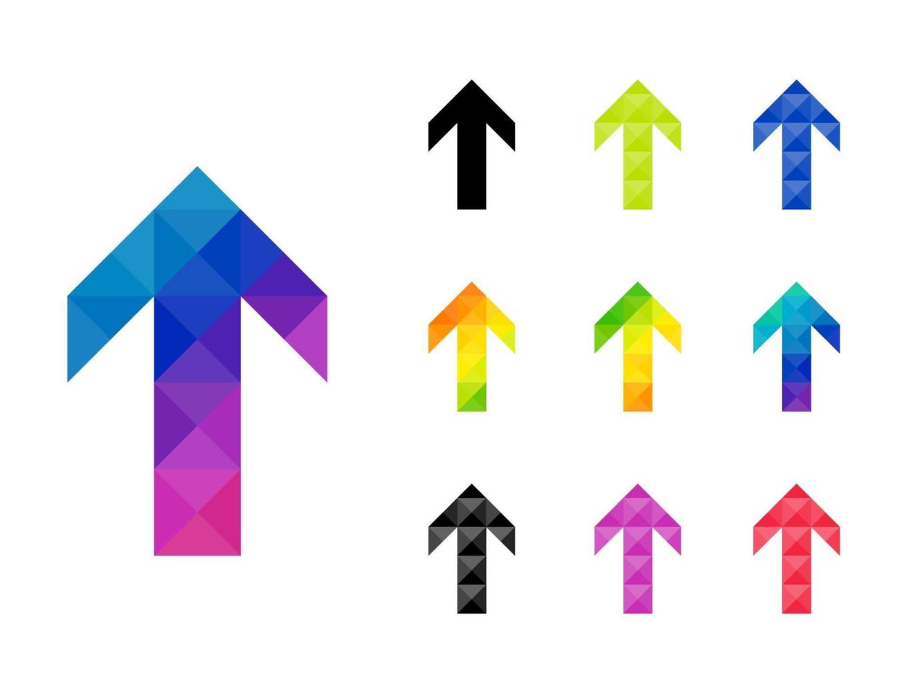 set van kleurrijke pijl-omhoog wijzer vector