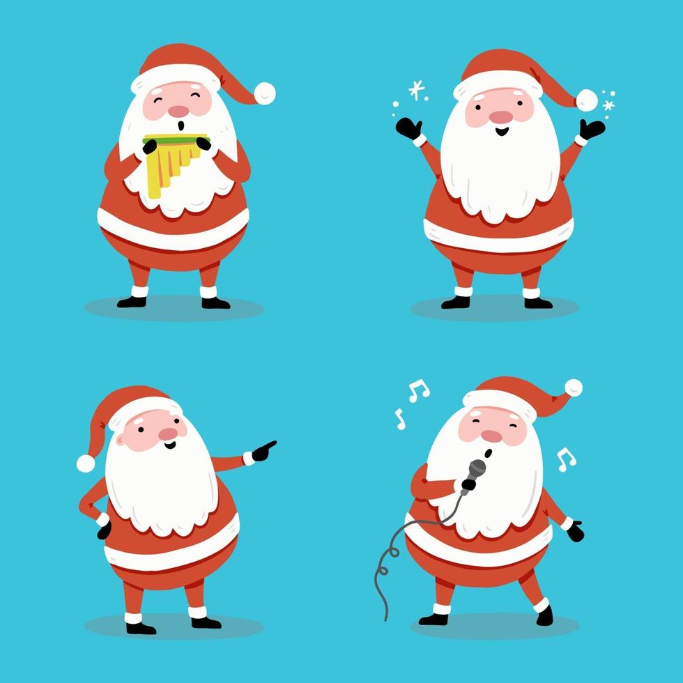 set hand getrokken stijl cartoon santa claus. vector illustratie