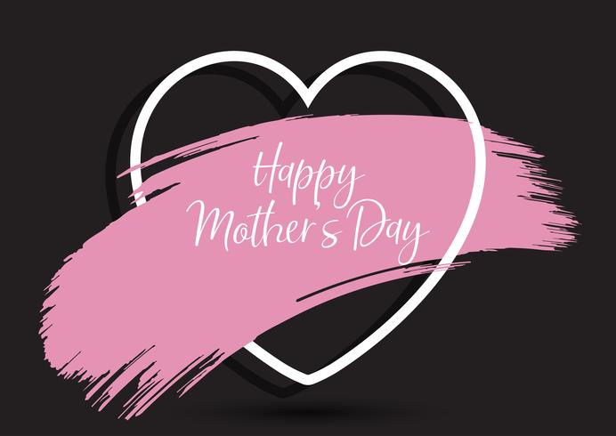 Mother&#39;s Day-achtergrond met grunge penseelstreek in hart vector